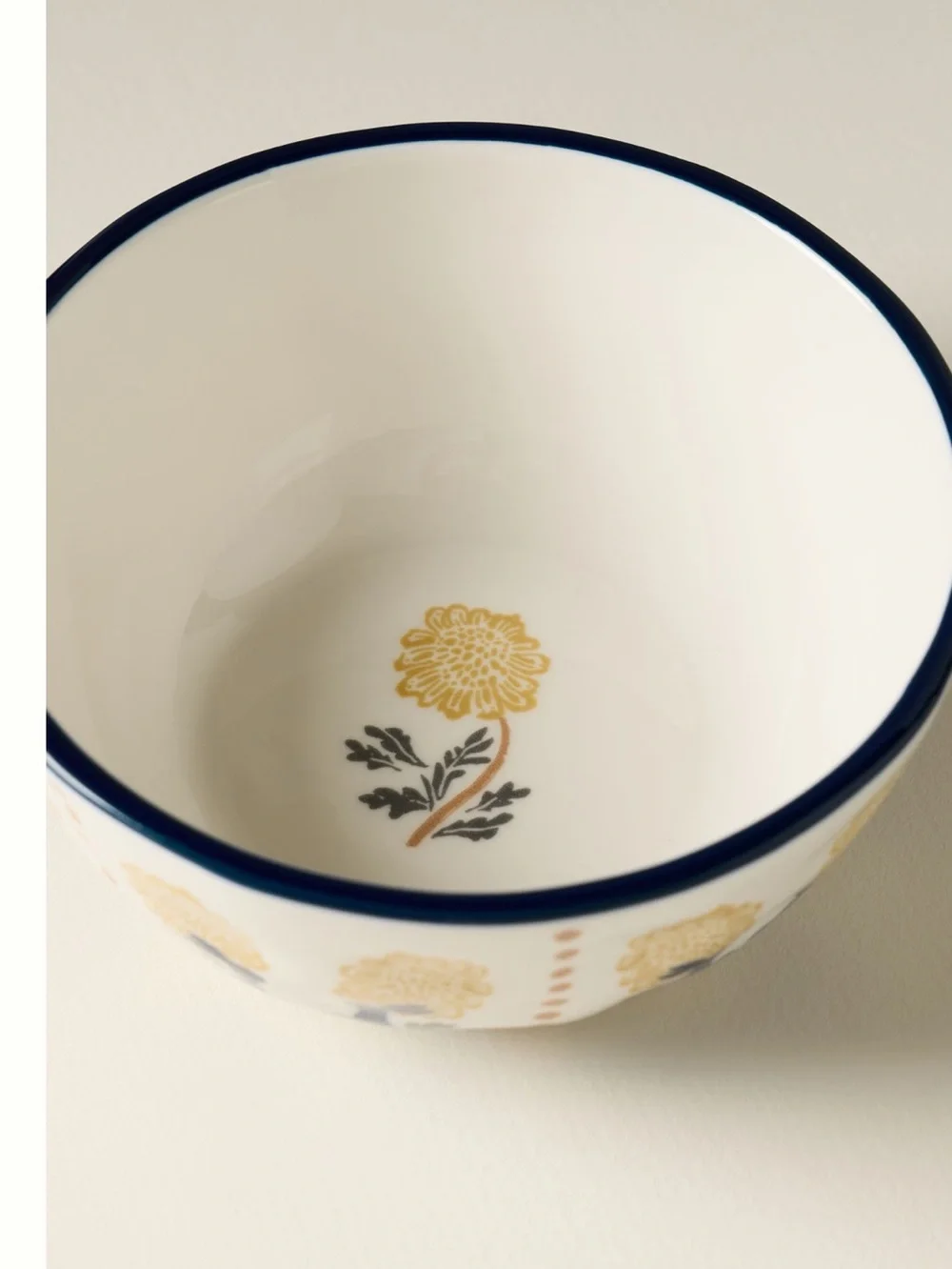 Anthropologie Bunny Stoneware Bowl Millie Yogurt New Rustic Blue Yellow Set of 4